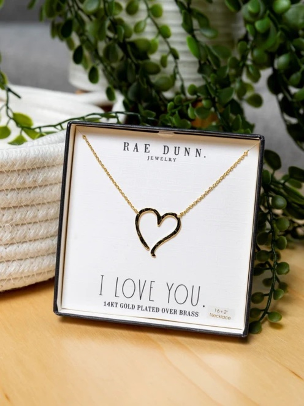 Rae Dunn Gold Open Heart Pendant Necklace